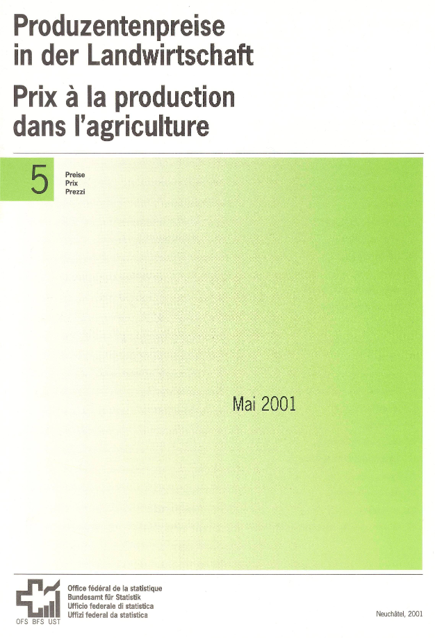 Produzentenpreise in der Landwirtschaft. Mai 2001 | Publication