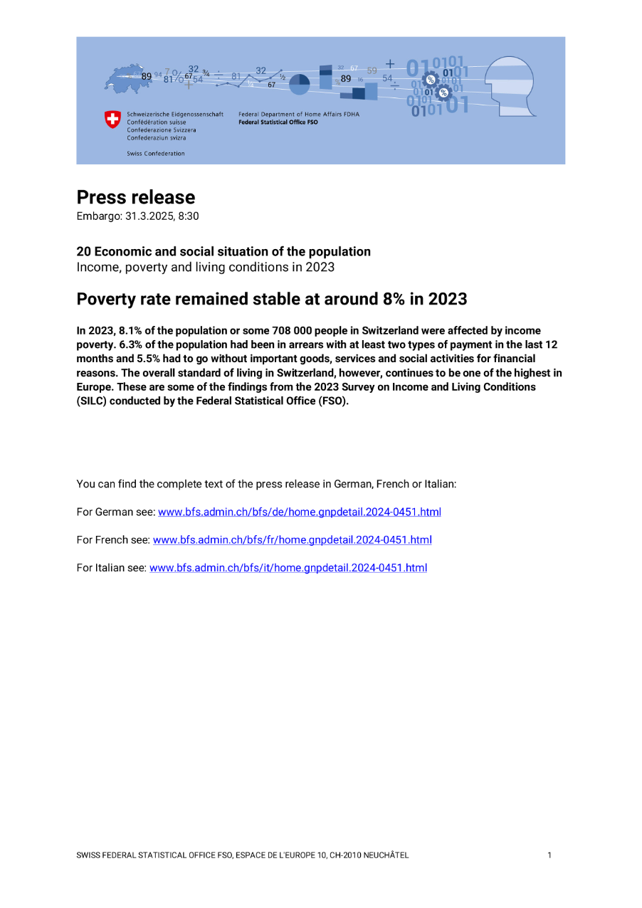Poverty rate remained stable at around 8% in 2023