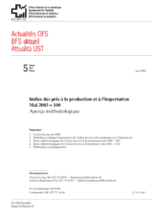 Indice des prix à la production et à l'importation: Mai 2003 = 100