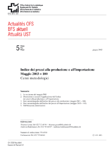 Indice dei prezzi alla produzione e all'importazione Maggio 2003 = 100