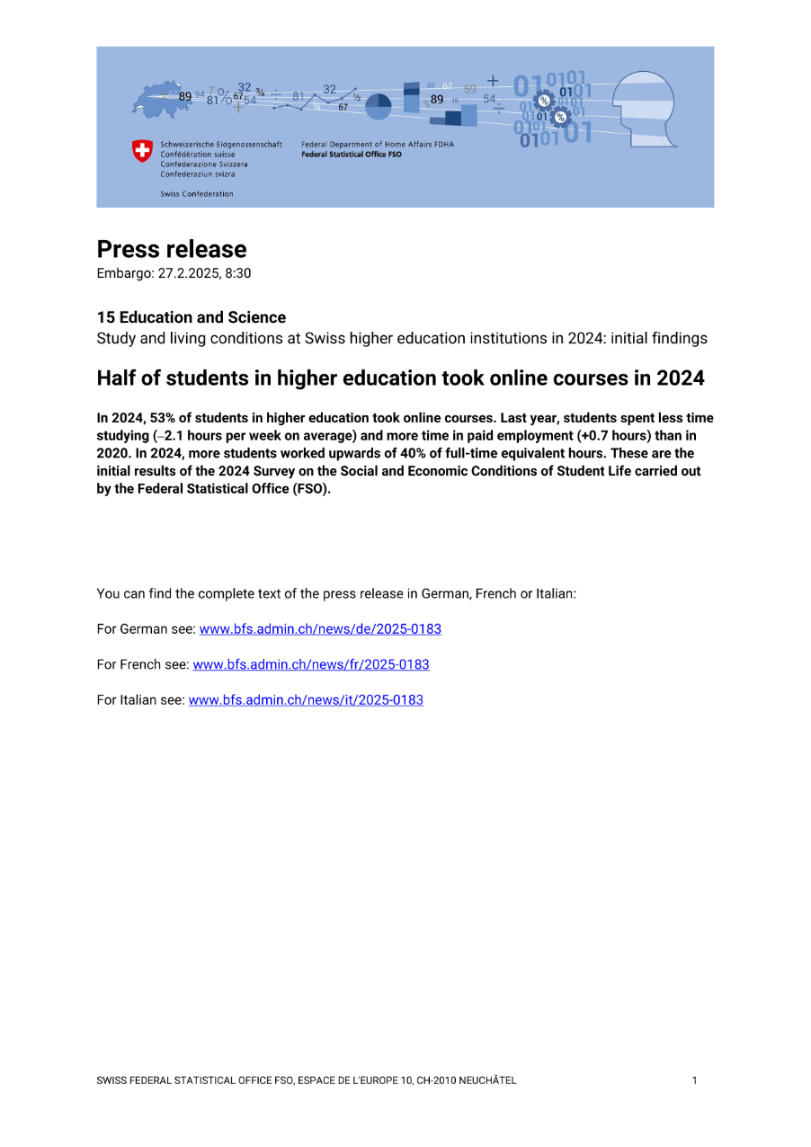 Half of students in higher education took online courses in 2024