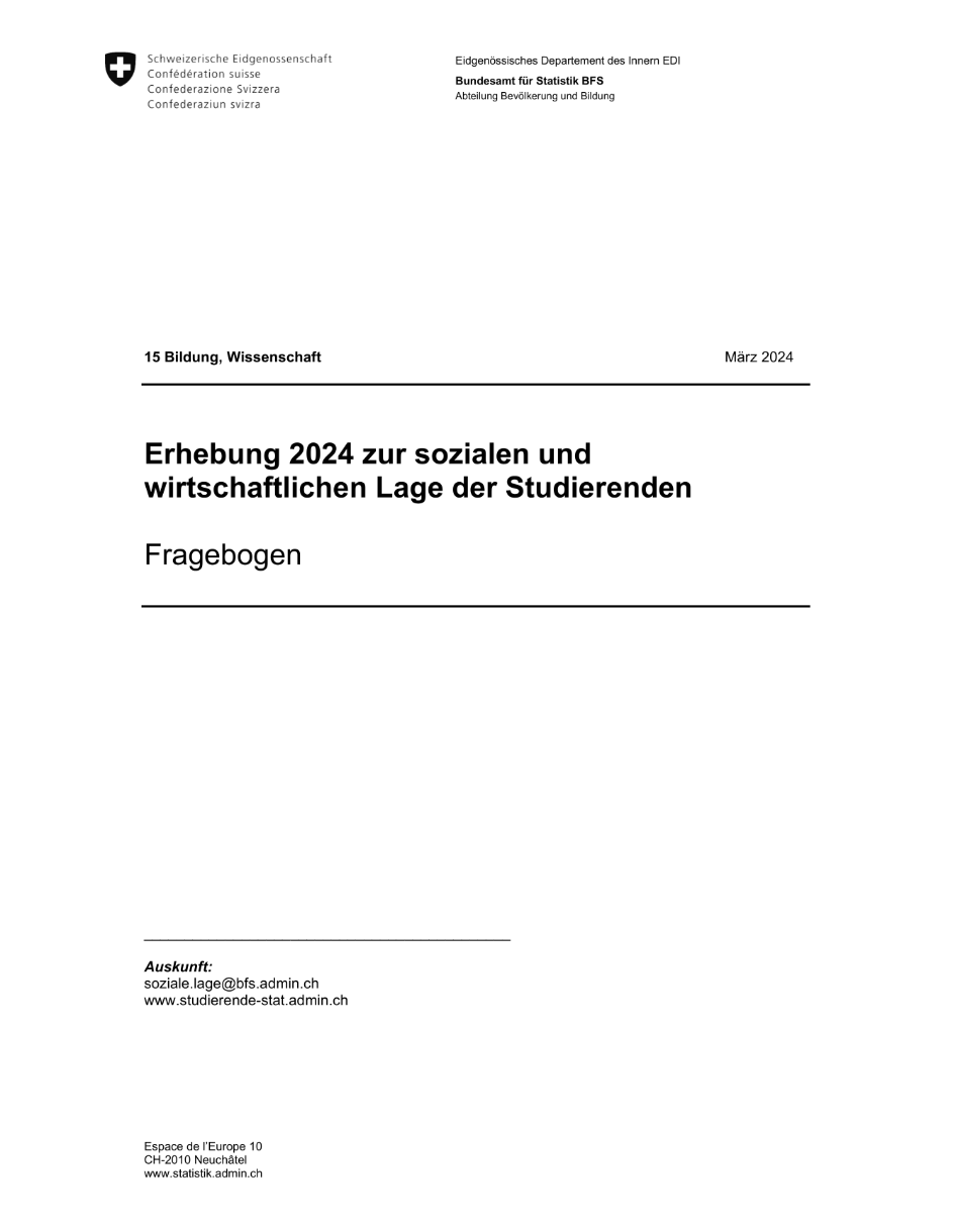 Fragebogen: Erhebung 2024 zur sozialen und wirtschaftlichen Lage der Studierenden