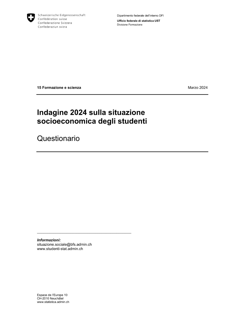 Questionario: Indagine 2024 sulla situazione socioeconomica degli studenti