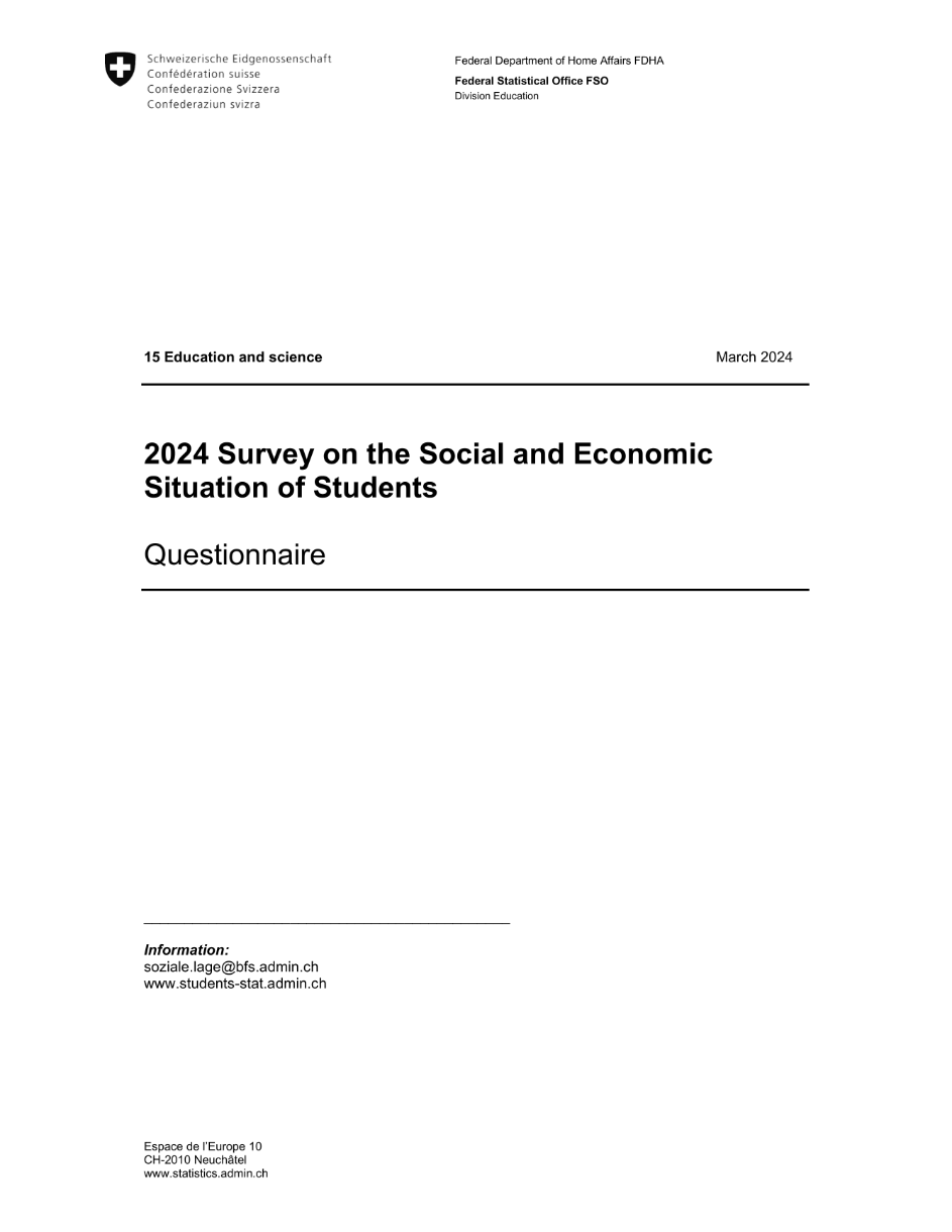 Questionnaire: Survey 2024 on the Social and Economic Situation of Students