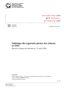 Statistique des jugements pénaux des mineurs, en 2003