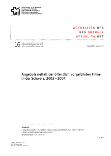 Angebotsvielfalt der öffentlich vorgeführten Filme in der Schweiz, 2003-2004