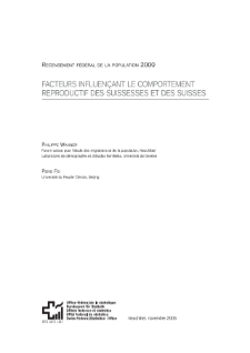 Facteurs influençant le comportement reproductif des Suissesses et des Suisses