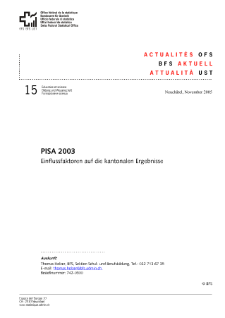 PISA 2003. Einflussfaktoren auf die kantonalen Ergebnisse