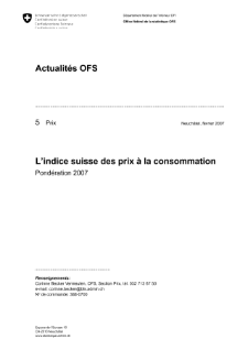 L'indice suisse des prix à la consommation - Pondération 2007
