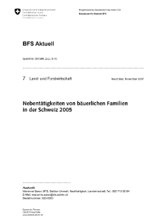 Nebentätigkeiten von bäuerlichen Familien in der Schweiz 2005