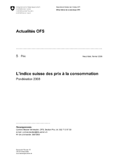 L'indice suisse des prix à la consommation - Pondération 2008
