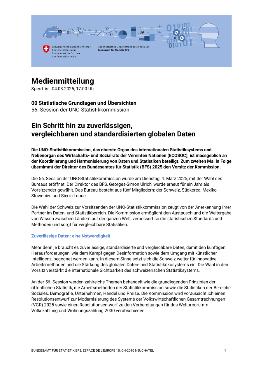 Ein Schritt hin zu zuverlässigen, vergleichbaren und standardisierten globalen Daten