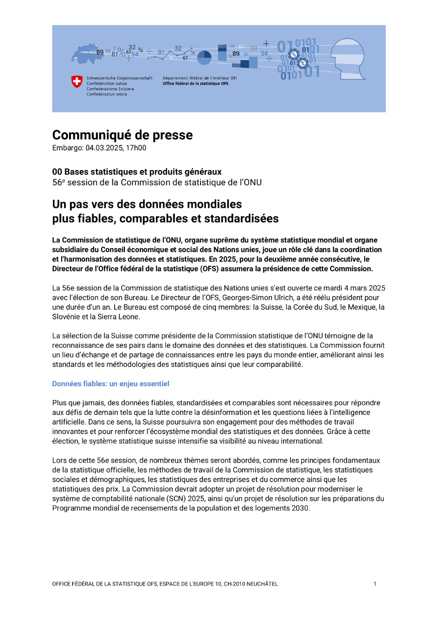 Un pas vers des données mondiales plus fiables, comparables et standardisées