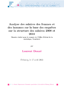 Analyse des salaires des femmes et des hommes sur la base des enquêtes sur la structure des salaires 2008 et 2010
