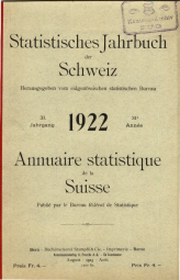 Annuaire statistique de la Suisse 1922