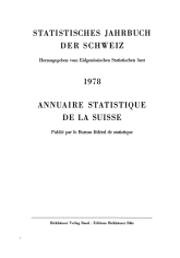 Annuaire statistique de la Suisse 1978