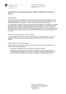 Définitions pour la statistique du chiffre d'affaires des services