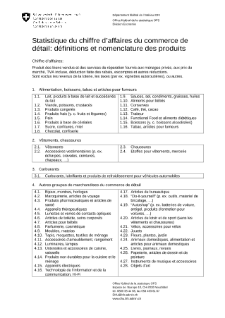 Définitions et nomenclature des produits de la statistique du chiffre d'affaires du commerce de détail