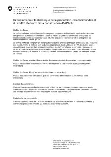 Définitions pour la statistique de la production, des commandes et du chiffre d'affaires de la construction