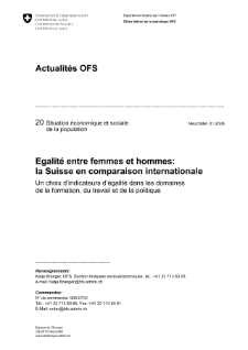 Egalité entre femmes et hommes: la Suisse en comparaison internationale