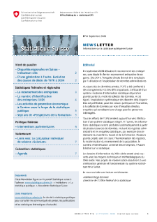 Newsletter - Informations sur la statistique publique en Suisse, No 6, septembre 2008