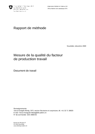Mesure de la qualité du facteur de production travail