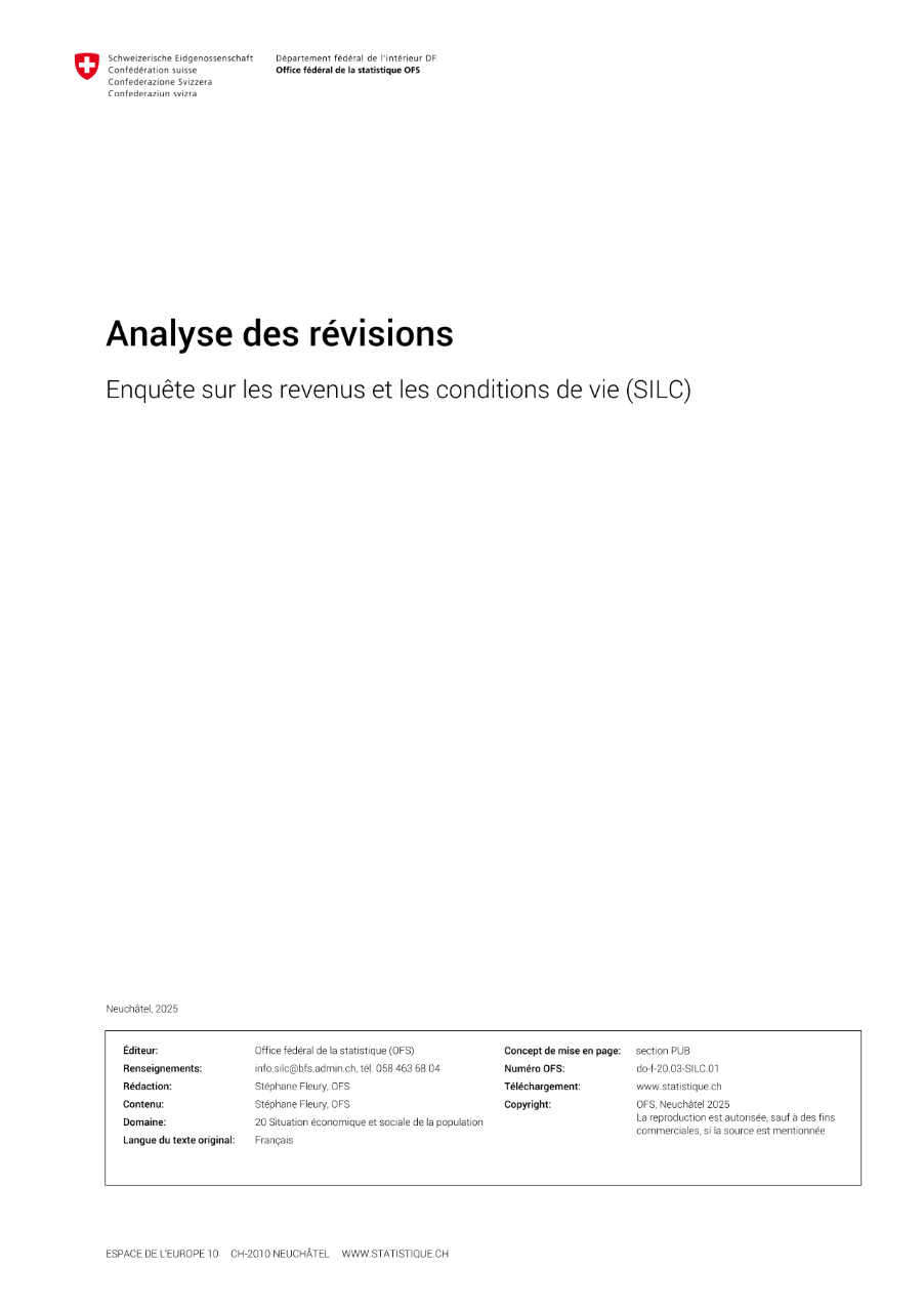 Enquête sur les revenus et les conditions de vie (SILC) - Analyse des révisions