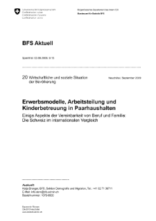 Erwerbsmodelle, Arbeitsteilung und Kinderbetreuung in Paarhaushalten