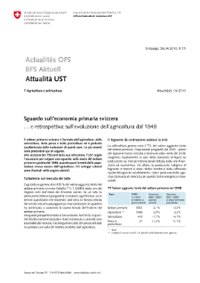 Sguardo sull'economia primaria svizzera e retrospettiva sull'evoluzione dell'agricoltura dal 1848