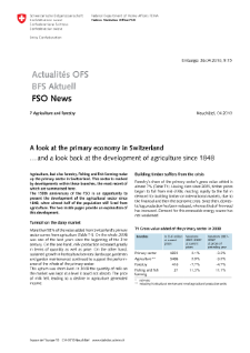 A look at the primary economy in Switzerland and a look back at the development of agriculture since 1848