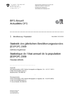Statistique de l'état annuel de la population (ESPOP) 2009