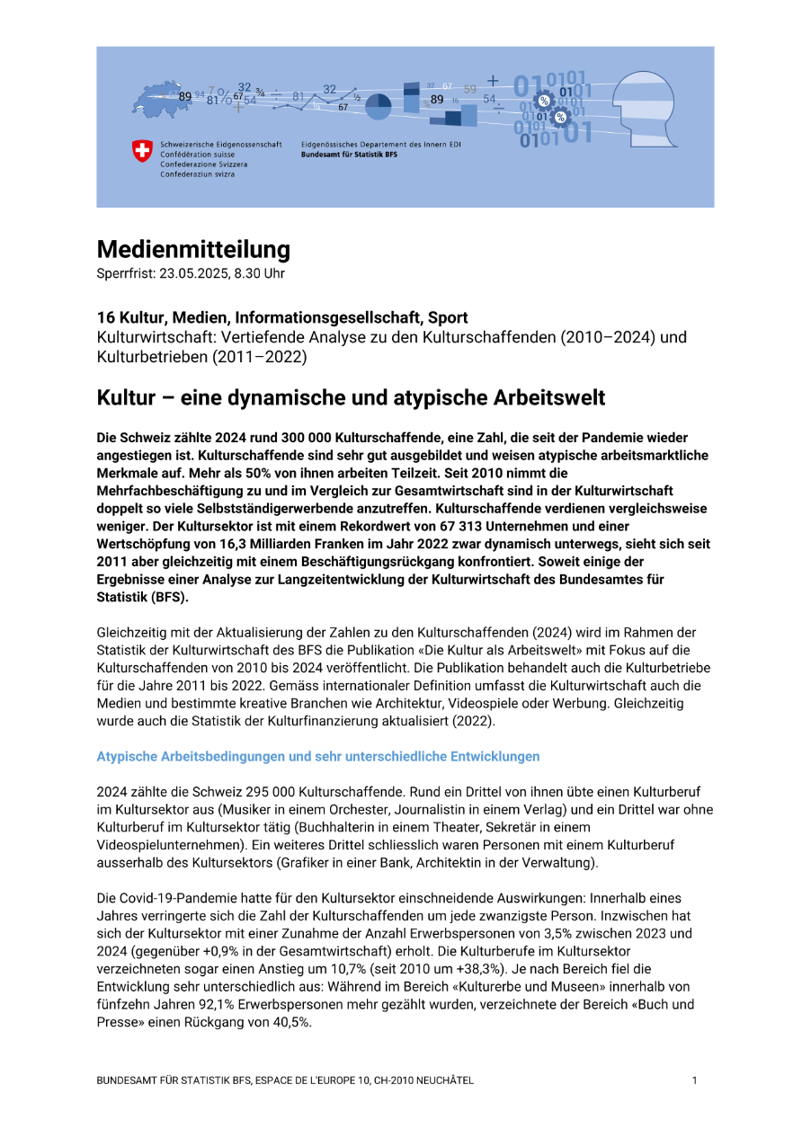 Kultur - eine dynamische und atypische Arbeitswelt