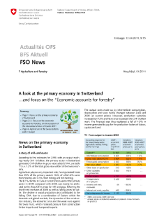 A look at the primary economy in Switzerland and focus on the “Economic accounts for forestry”