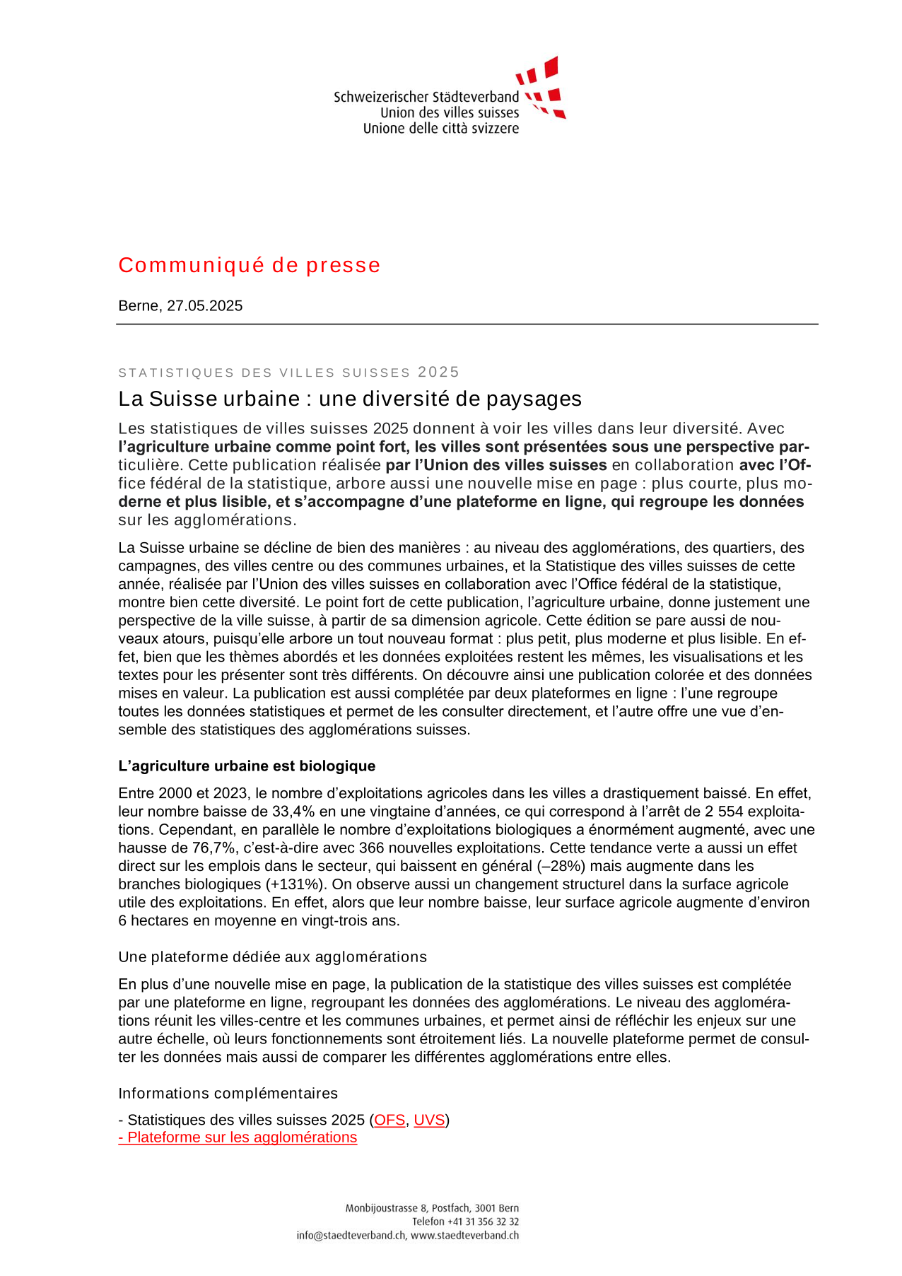 La Suisse urbaine : une diversité de paysages