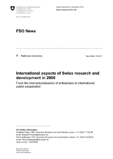 International aspects of Swiss research and development in 2008
