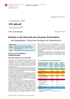 Einblicke in die Ökonomie des Schweizer Primärsektors