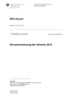 Strassenrechnung der Schweiz 2010