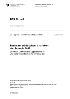 Raum mit städtischem Charakter der Schweiz 2012