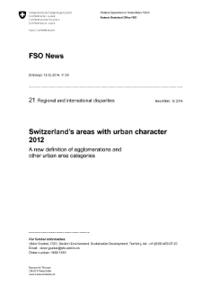 Switzerland's areas with urban character 2012