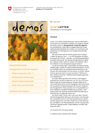 Newsletter Demos. Demografisches Porträt der Regionen