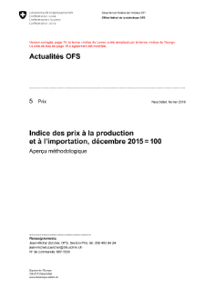 Indice des prix à la production et à l'importation, décembre 2015 = 100