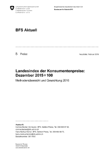 Landesindex der Konsumentenpreise: Dezember 2015 = 100