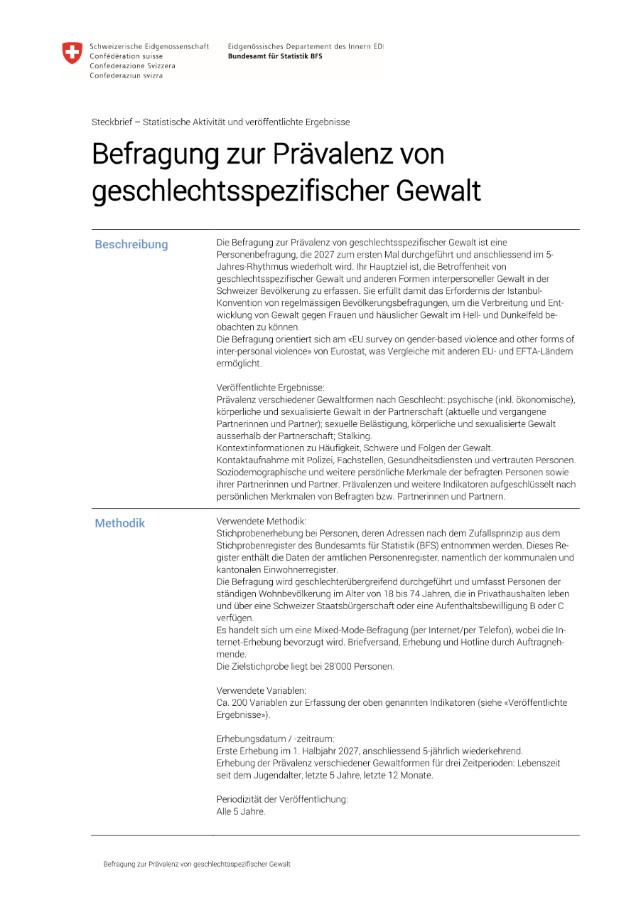 Befragung zur Prävalenz von geschlechtsspezifischer Gewalt