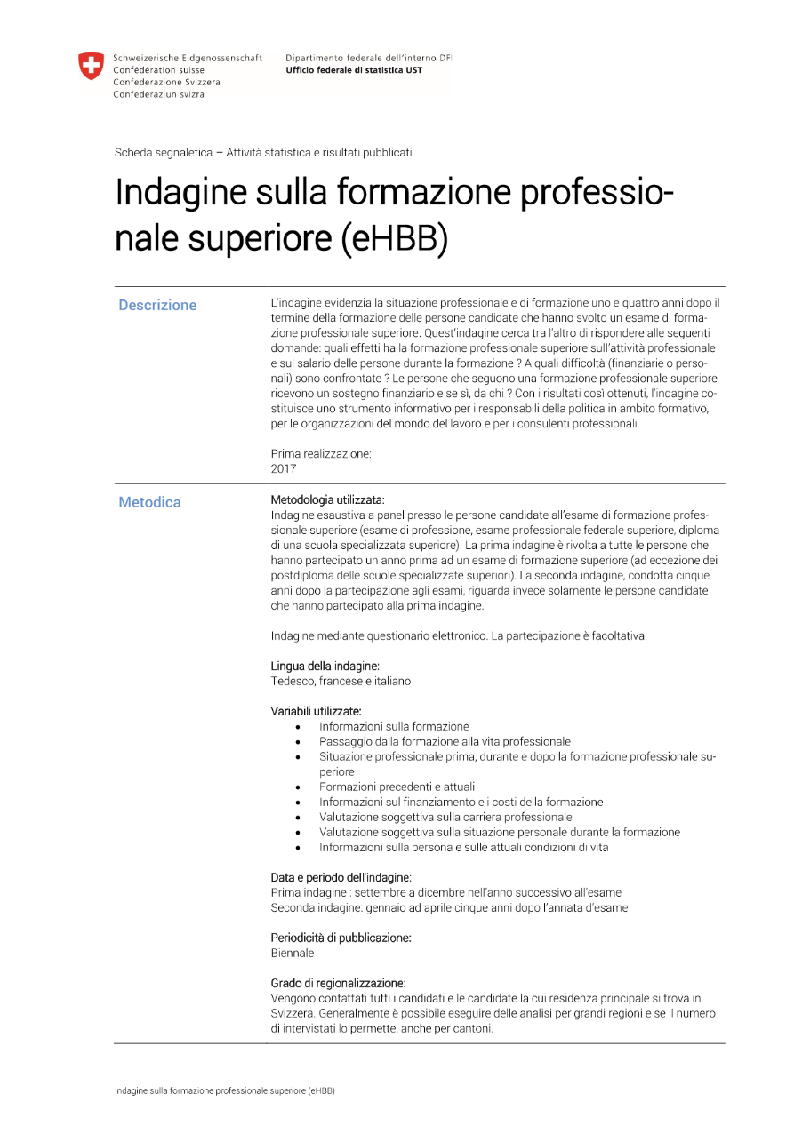 Indagine sulla formazione professionale superiore