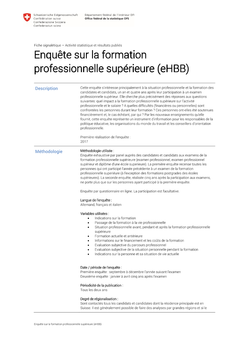 Enquête sur la formation professionnelle supérieure
