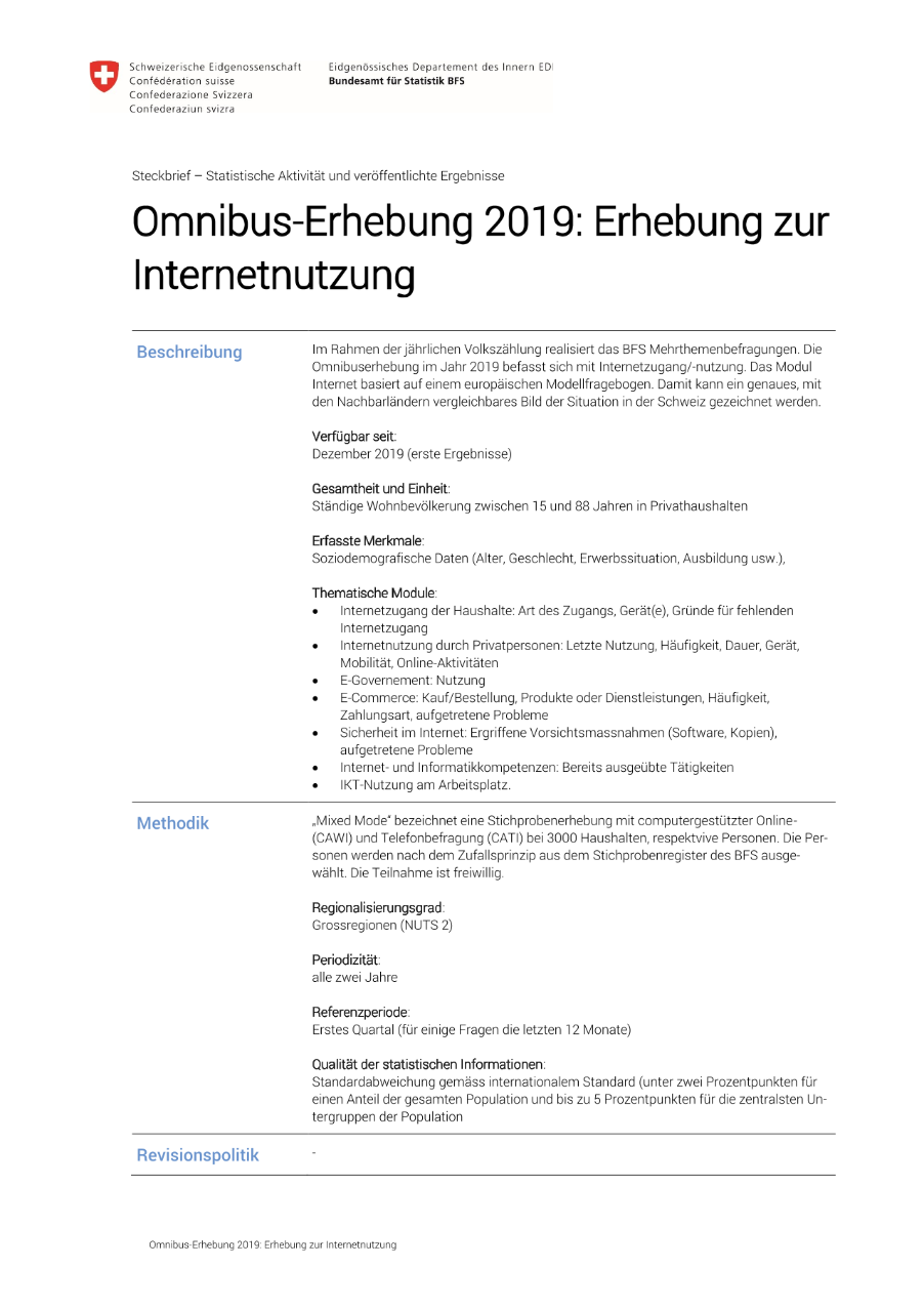 Omnibus 2019: Erhebung zur Internetnutzung