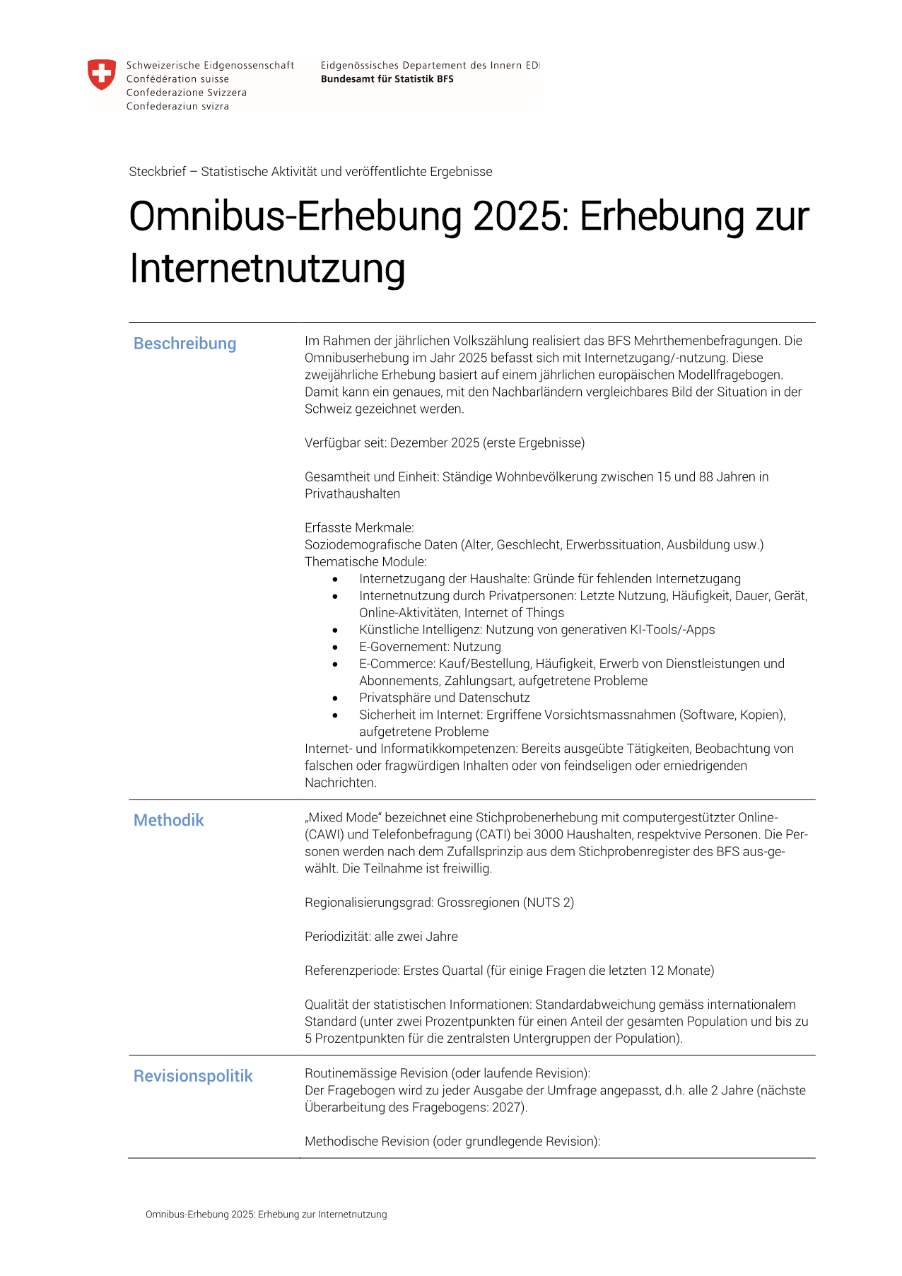 Omnibus 2025: Erhebung zur Internetnutzung