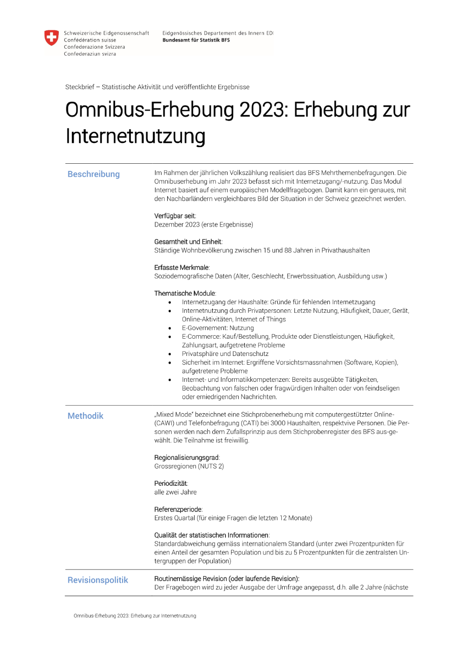 Omnibus 2023: Erhebung zur Internetnutzung