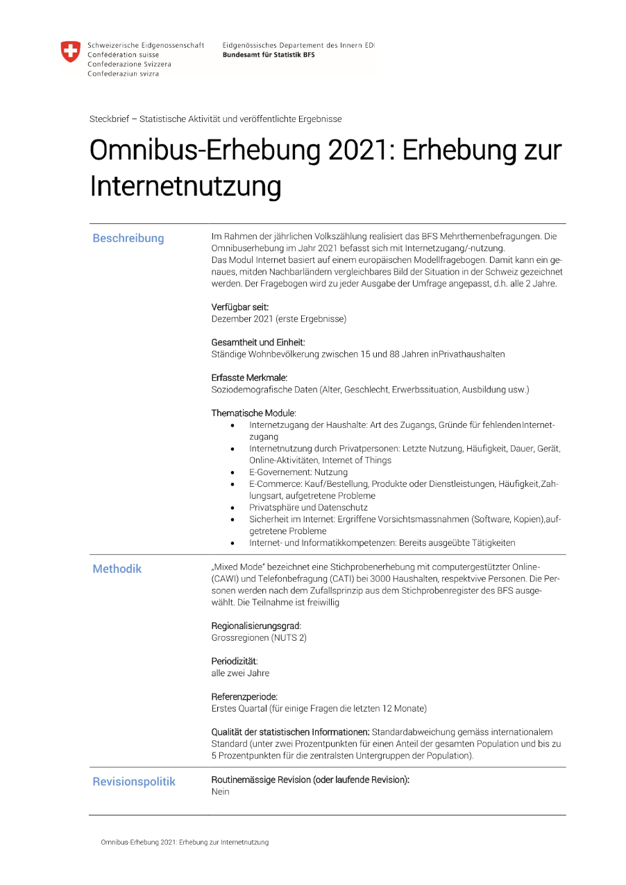 Omnibus 2021: Erhebung zur Internetnutzung