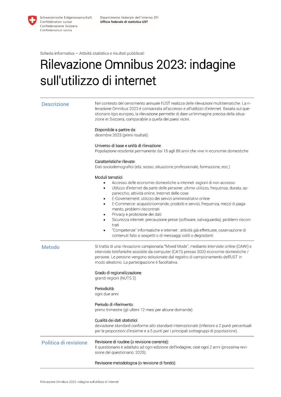 Omnibus 2023: Indagine sull'utilizzo di internet